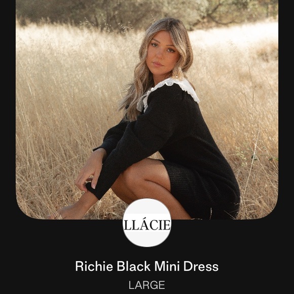 LLACIE Cottage Core Richie Black Mini Dress - Picture 1 of 5